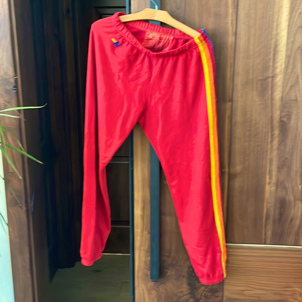 Aviator Nation red striped sweatpants
